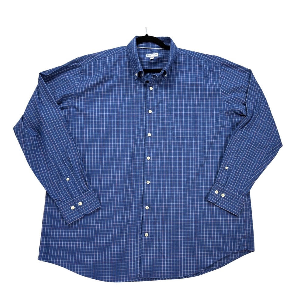Peter Millar Button Down Mens XXL Blue Excellent Check Long Sleeve MS24W07LTB
